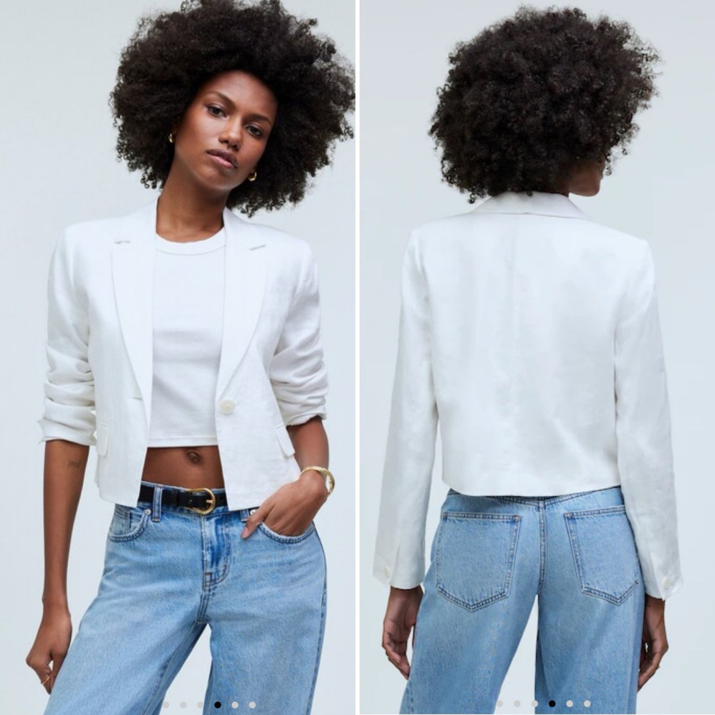 Madewell Linen Cropped Blazer - Size Medium