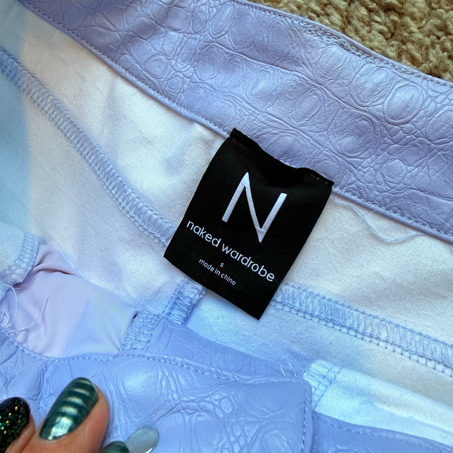 Naked Wardrobe Lavender Crocodile Pants - Size Small