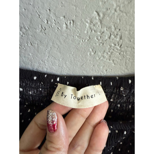 Boutique Black Polka Dot Blouse Size Large