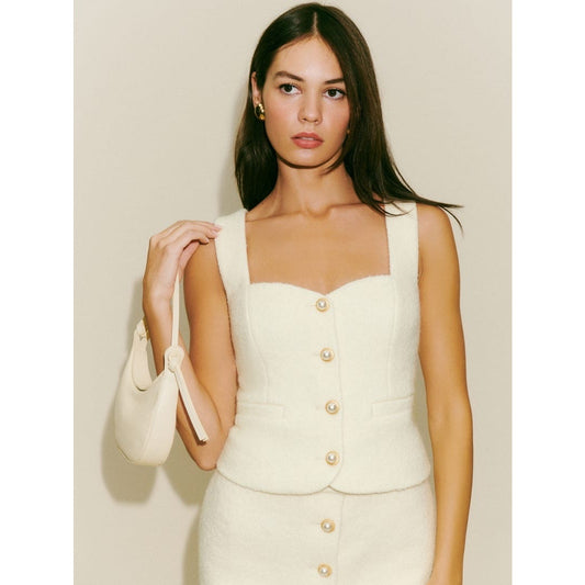 Reformation wool blend white top - small