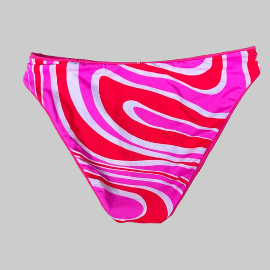 Vibrant Pink Maaji Swirl Bikini Bottom - Size Large