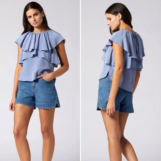 Joie Lennon Top in Light Blue - Size XS