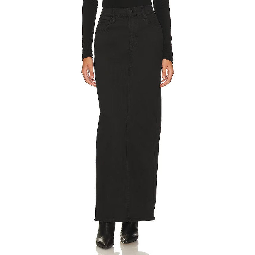 MOTHER The Flagpole Maxi Black Denim Skirt - Medium