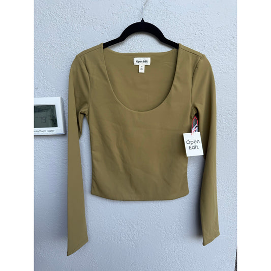 Open Edit Smooth Scoop Neck in Olive - XS