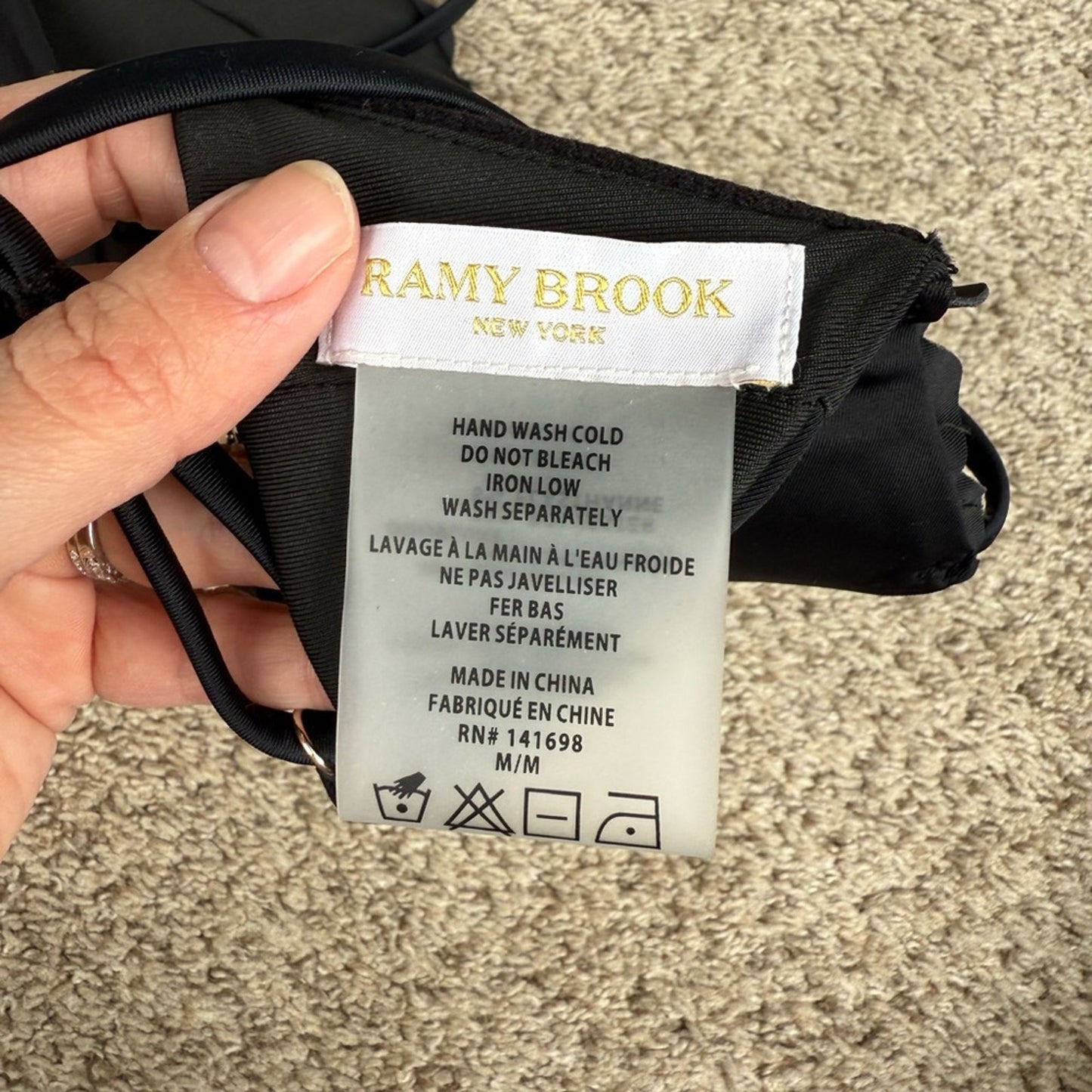 Elegant Black Underwire Swim Top by Ramy Brook - Size Medium