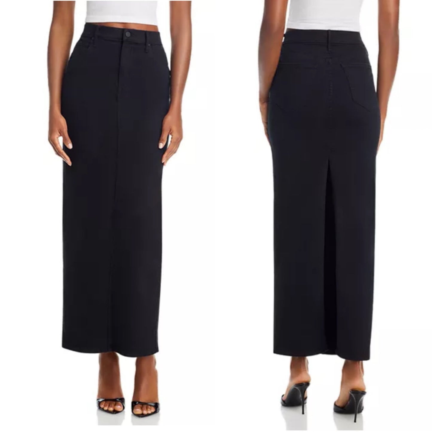 MOTHER The Flagpole Maxi Black Denim Skirt - Medium