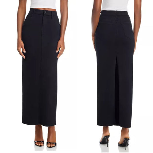 MOTHER The Flagpole Maxi Black Denim Skirt - Medium