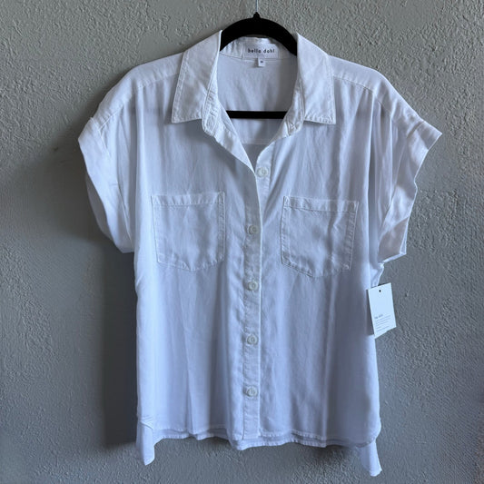 Bella Dahl White Short Sleeve Button Up Top - Medium