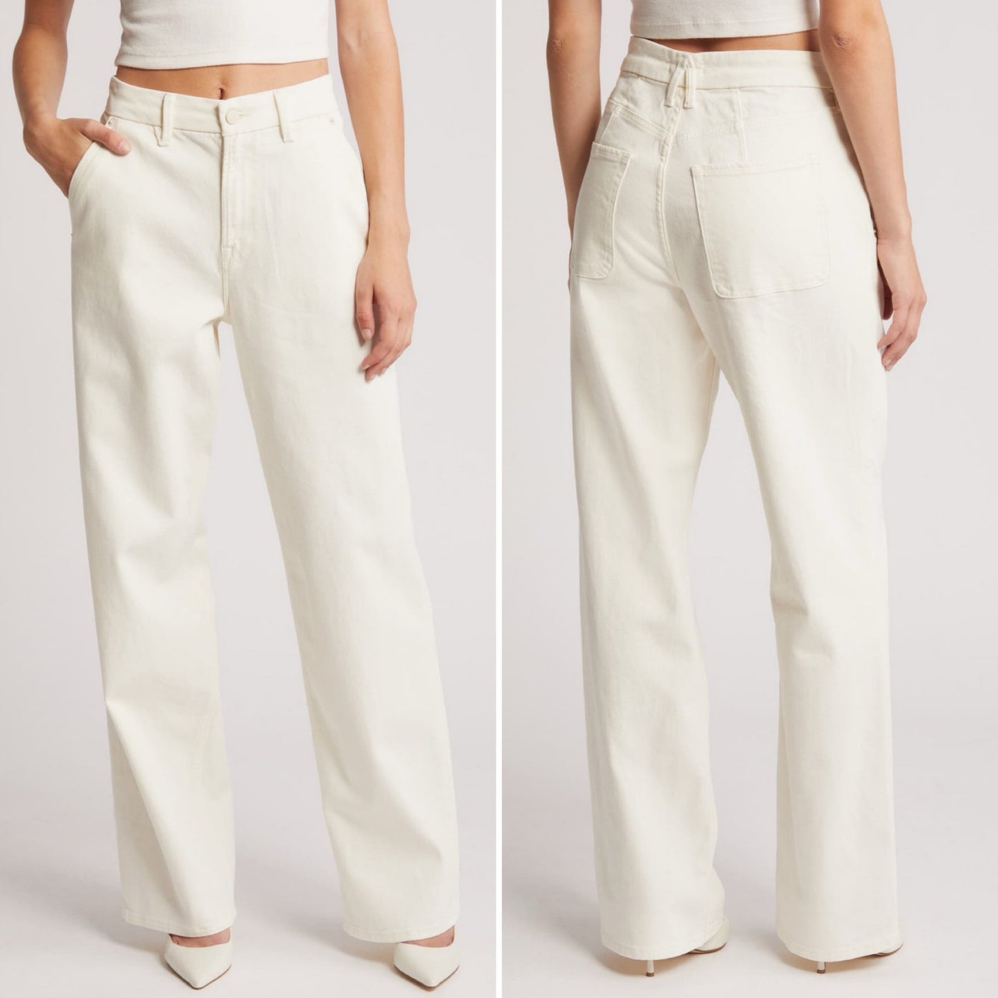 Good American 90s Relaxed Jeans in Cream - Size 0/25 (Loose Fit)