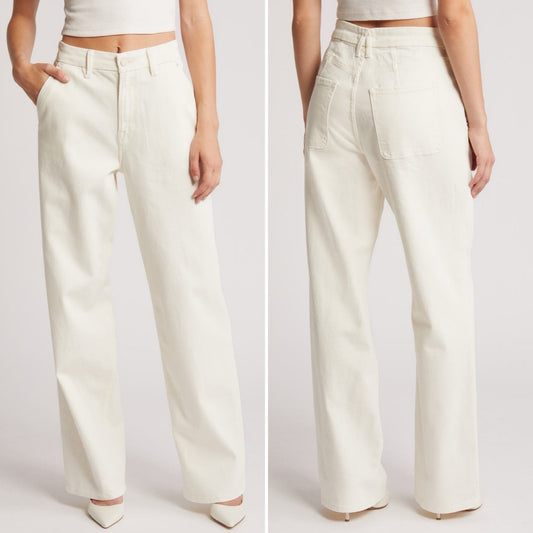 Good American 90s Relaxed Jeans in Cream - Size 0/25 (Loose Fit)