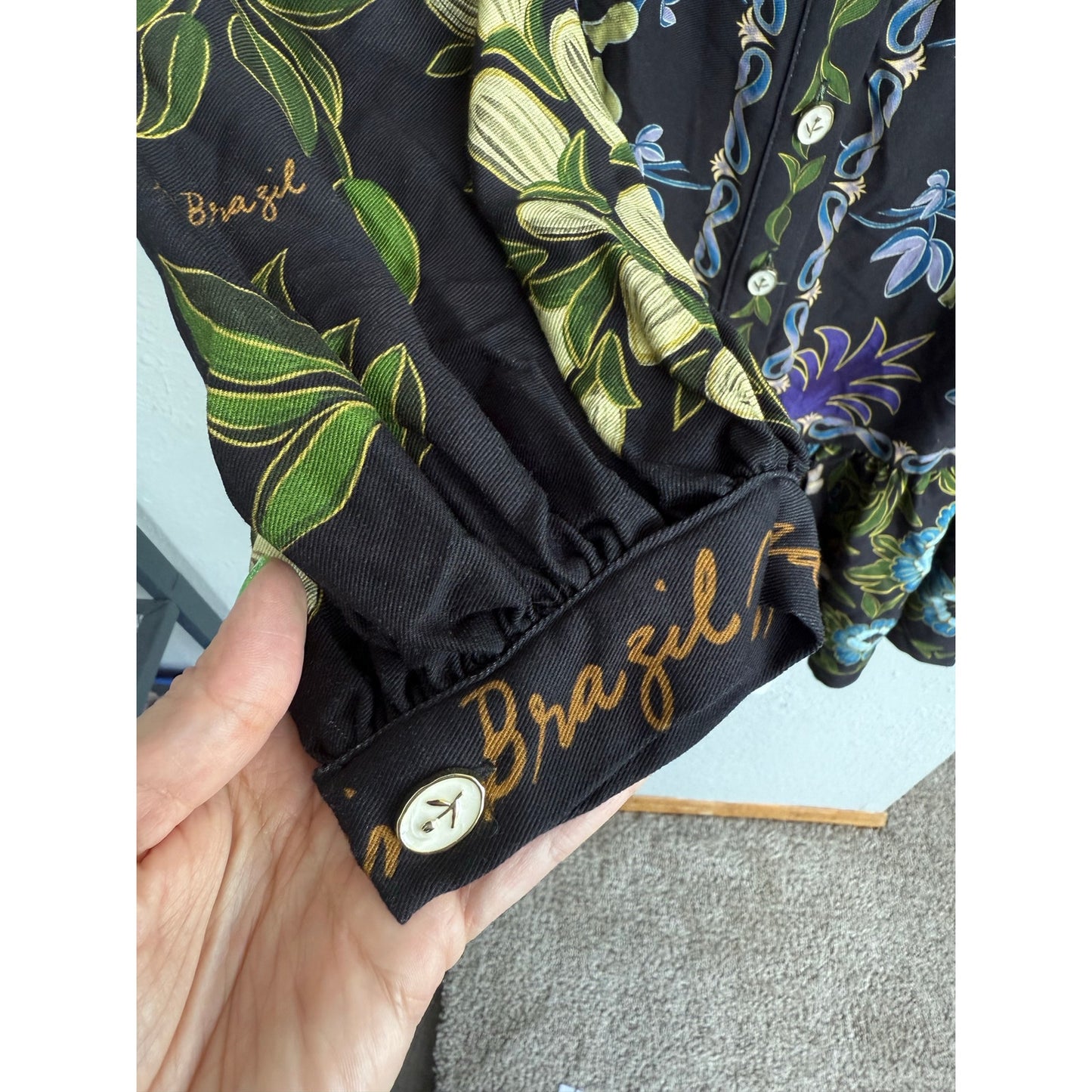 Farm Rio Black Winter Garden Mini Dress Size XS