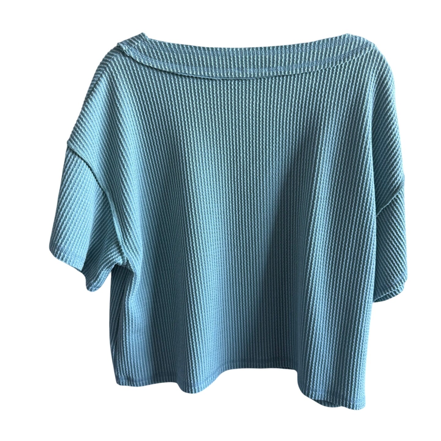 Blue LUSH Ribbed Boxy Tee - small